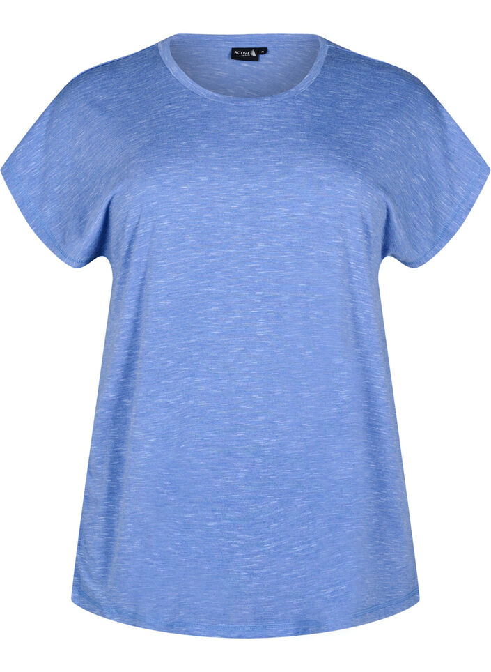 Loose workout t-shirt with short sleeves, Blue, Packshot image number 0