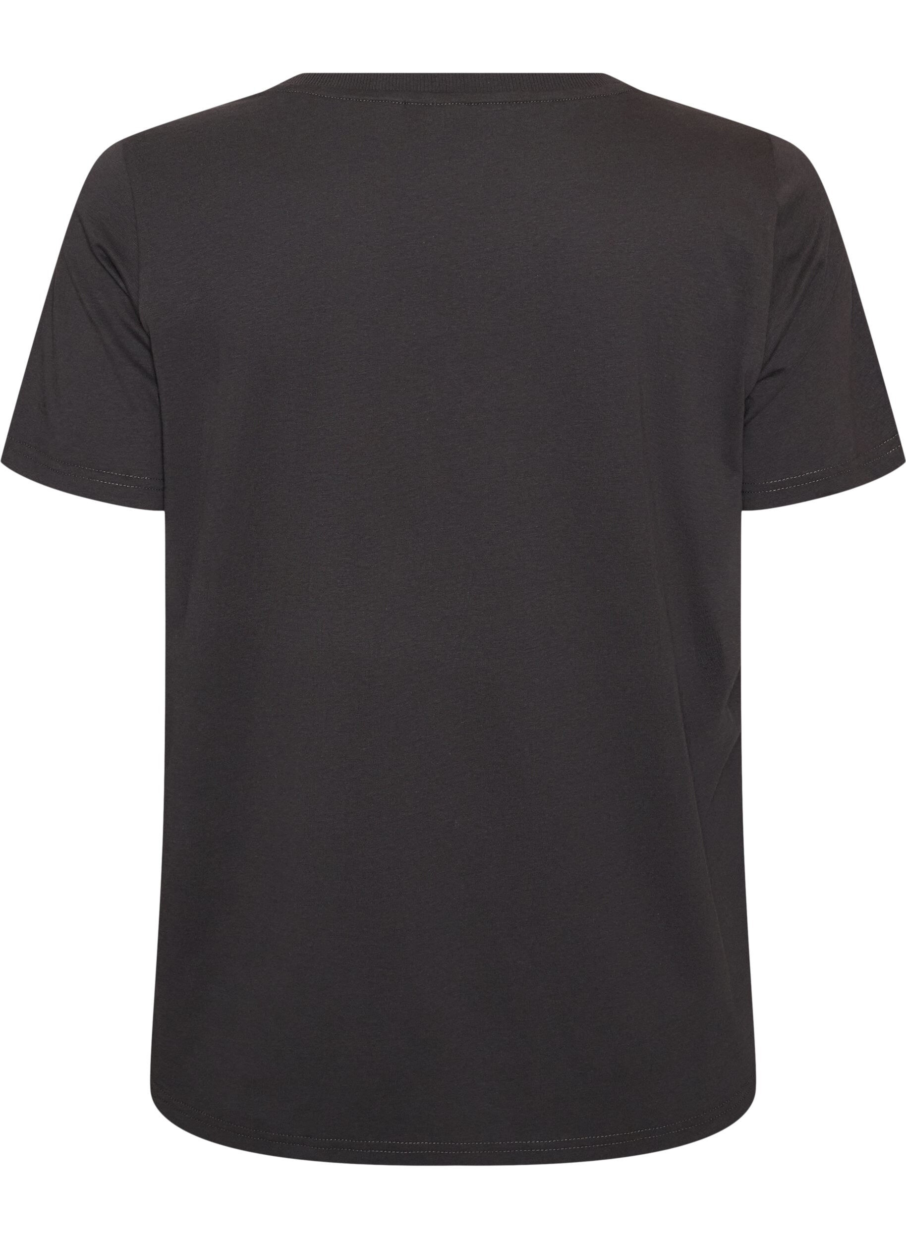 ZizzifashionCotton T-shirt with front print, Dark Grey, Packshot image number 1