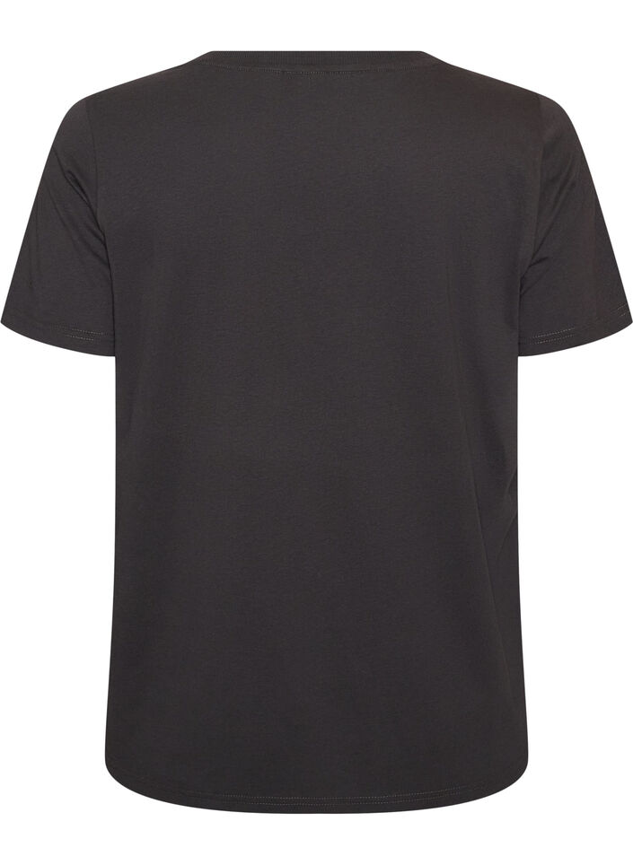 Cotton T-shirt with front print, Dark Grey, Packshot image number 1
