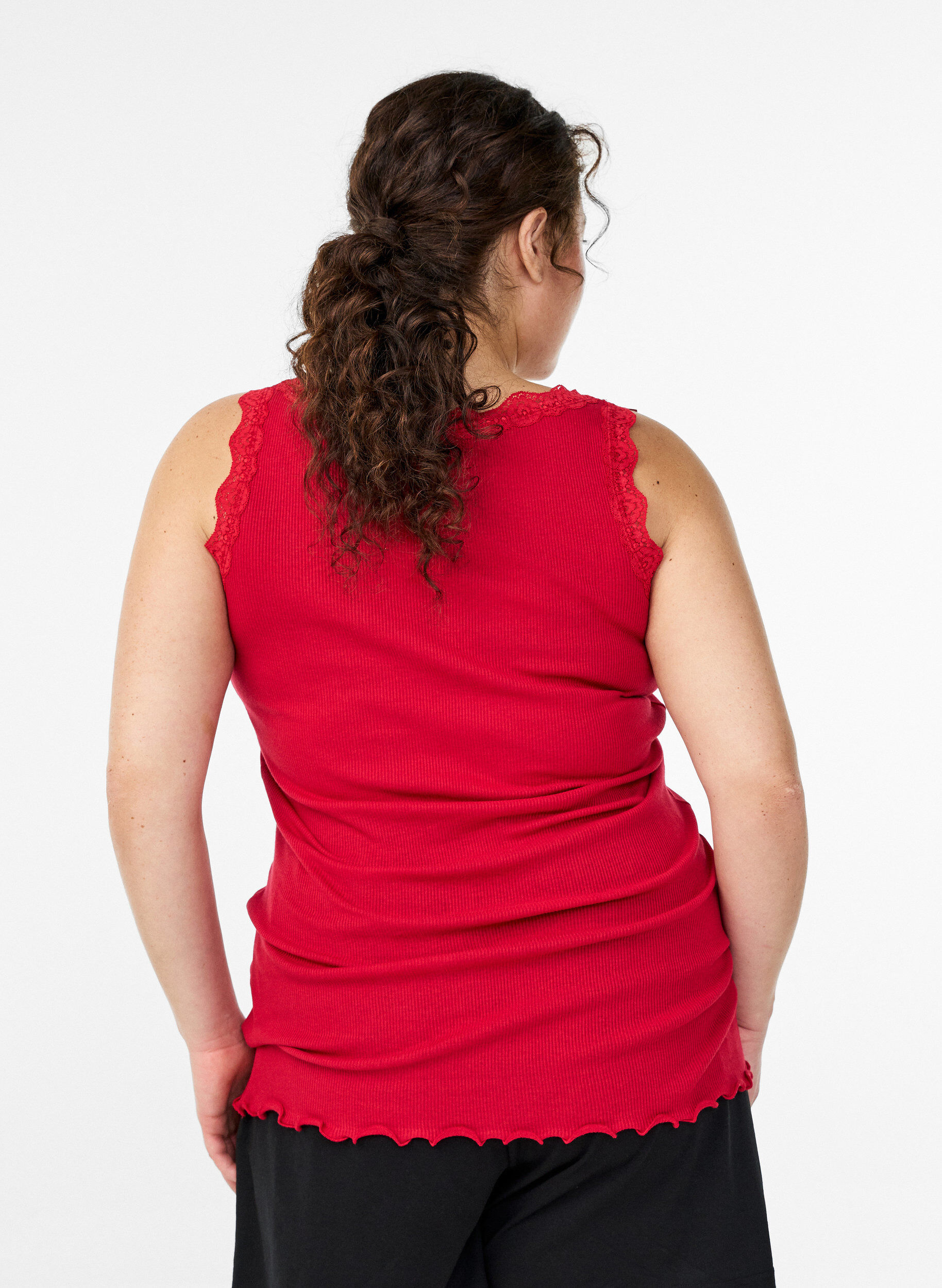 ZizzifashionTop with lace trim, Red, Model image number 2