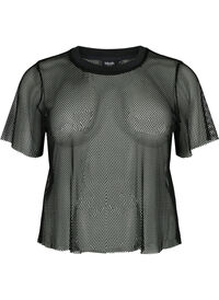 Mesh blouse with short sleeves