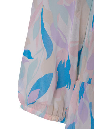 Tunic with floral print and lurex, White/Pastel Leaf, Packshot image number 3
