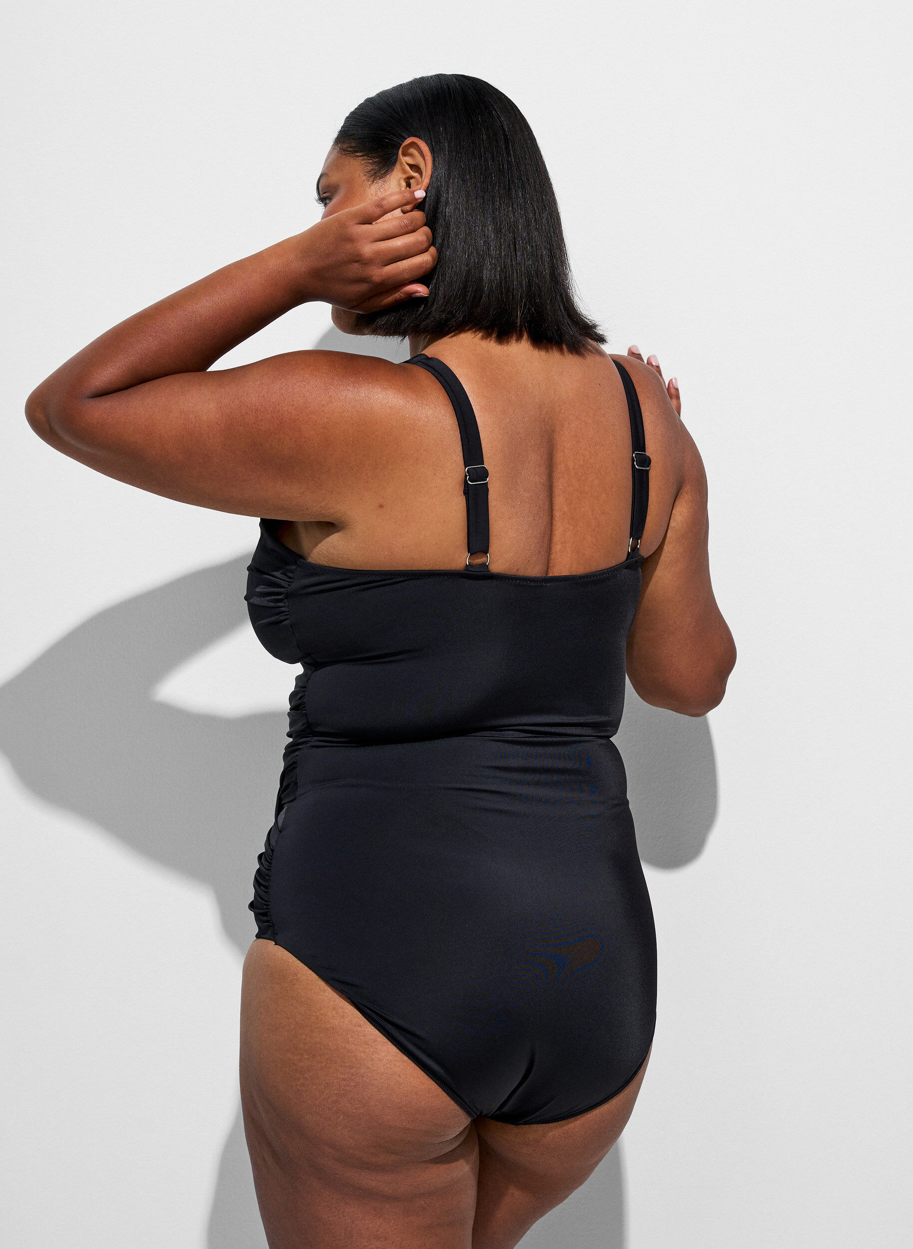 ZizzifashionSwimsuit with a draped cross detail, Black, Model image number 1