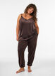 Loose velour trousers, Brown, Model image number 1
