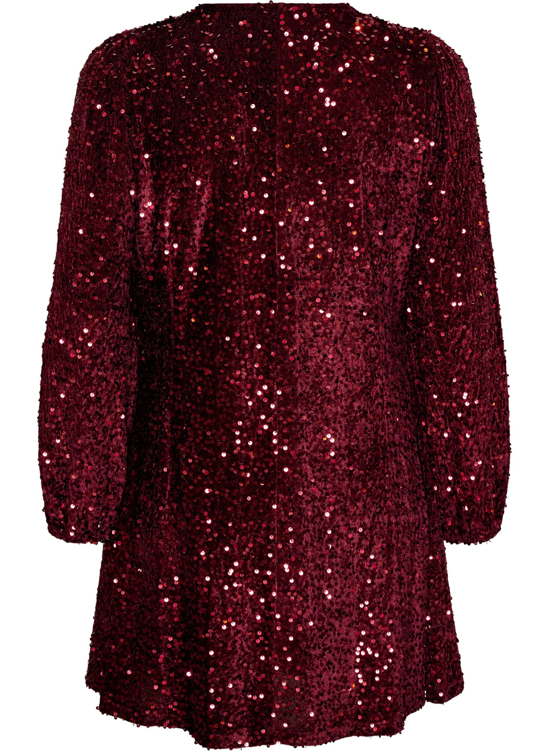 ZizzifashionShort sequin dress with an A-line shape, Red, Packshot image number 1
