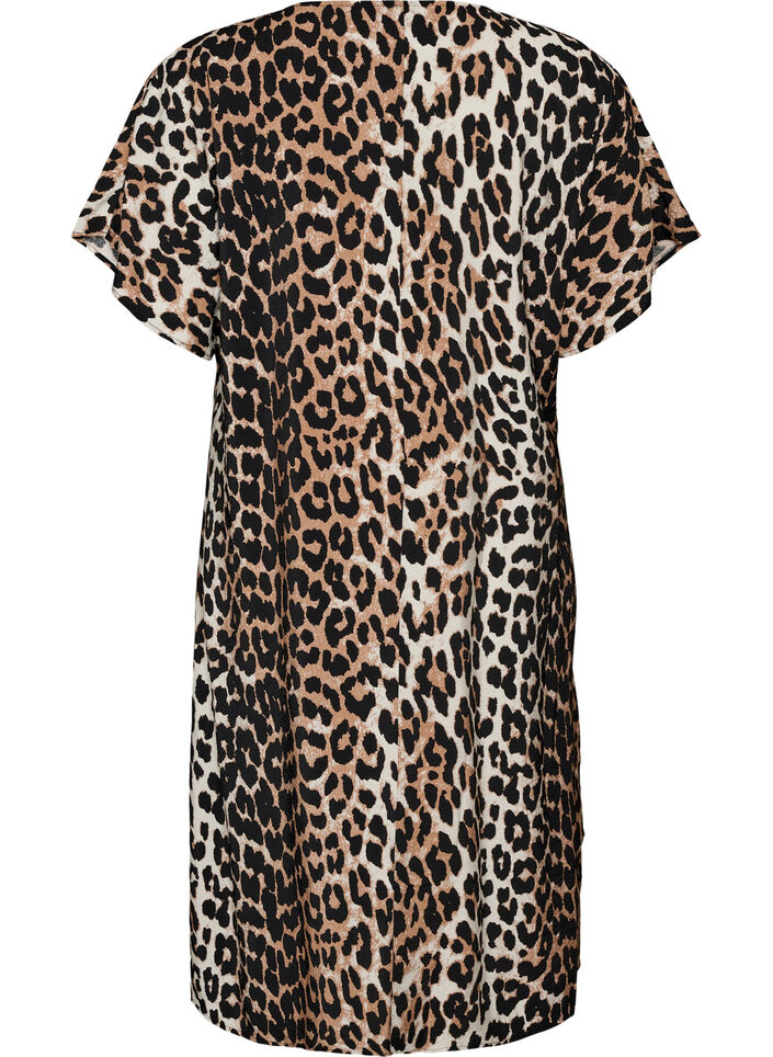 V-neck dress in viscose, Brown, Packshot image number 1