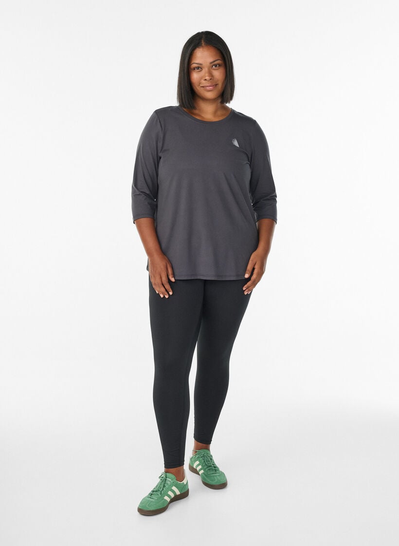 Workout top with 3/4 sleeves, Dark Grey, Model image number 1