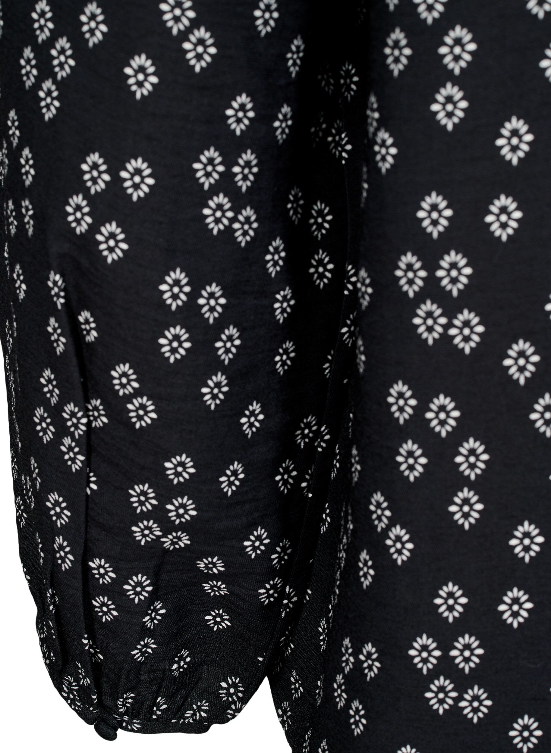 Zizzifashion Long-sleeved blouse with pattern and buttons, Black, Packshot image number 3