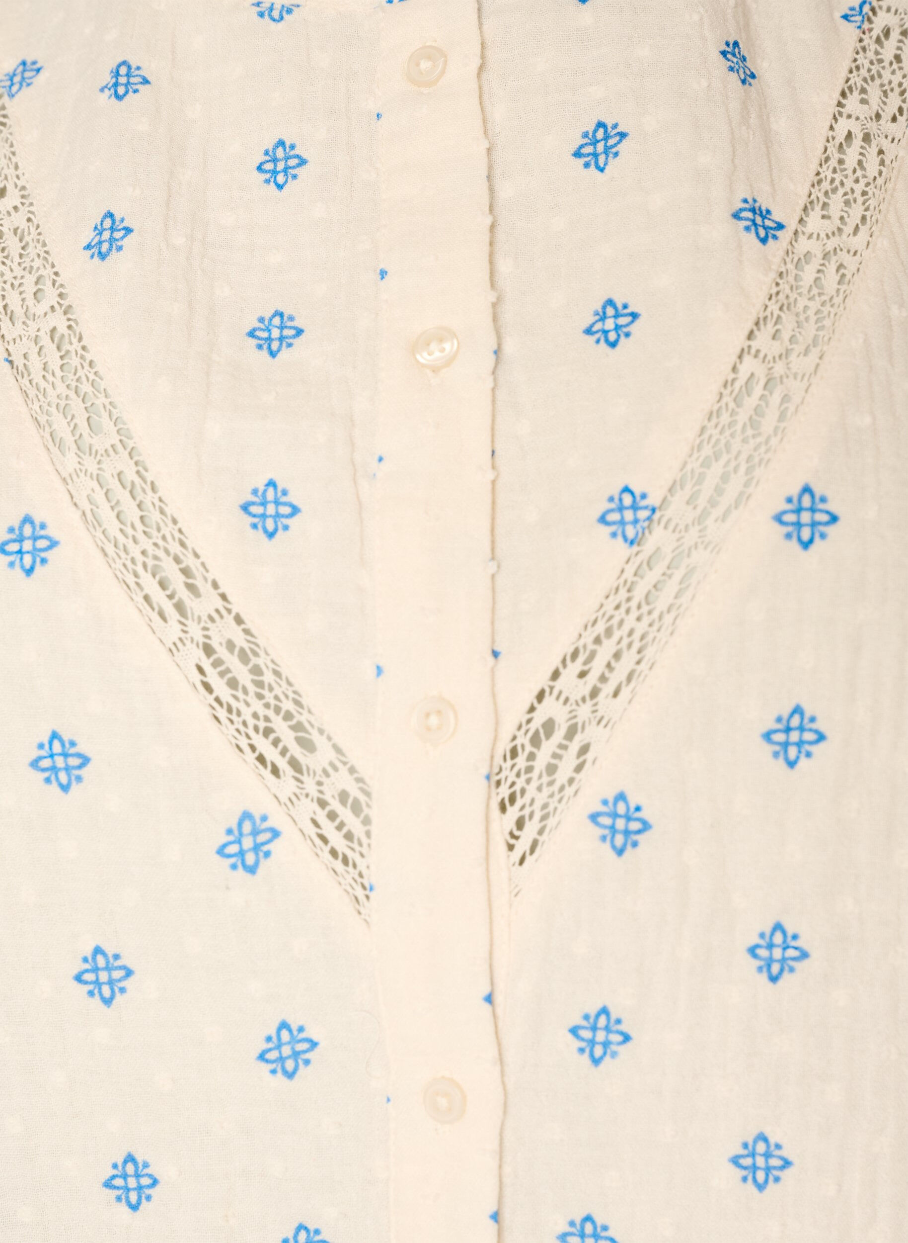 ZizzifashionSleeveless blouse with crochet trim and ruffle detail, Beige, Packshot image number 2