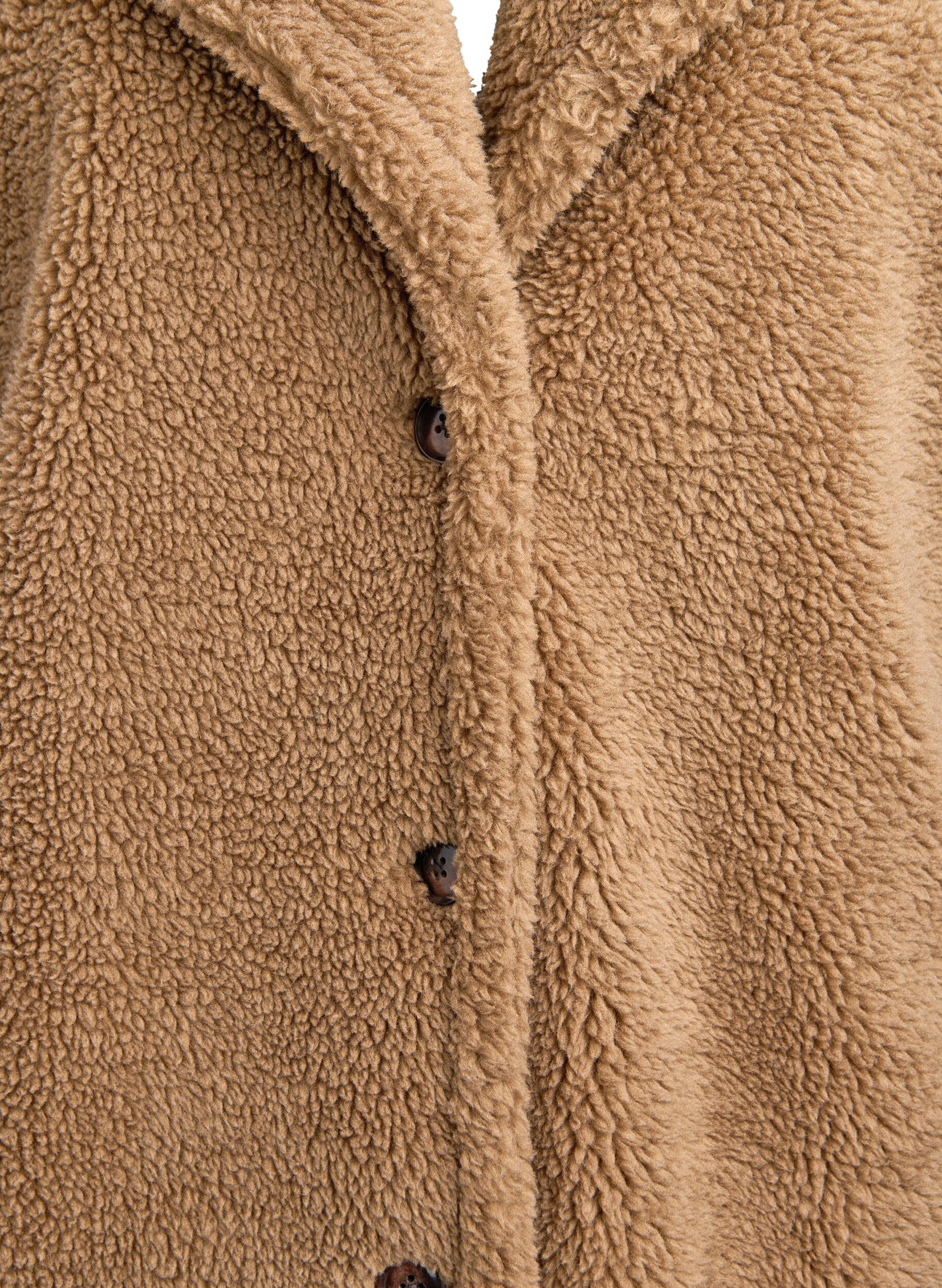 Zizzifashion Soft teddy jacket with buttons and a collar, Brown, Packshot image number 2