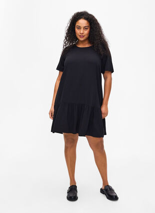 FLASH - Dress in viscose with cutline, Black, Model image number 2