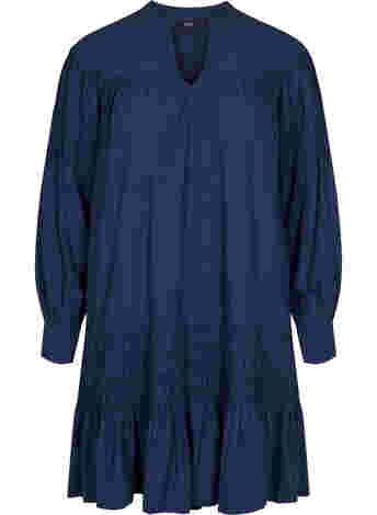 Long-sleeves viscose dress with smock details