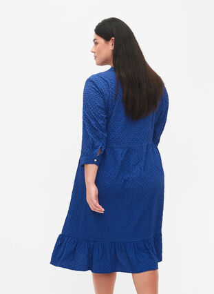  Plain midi dress with 3/4 sleeves, True blue, Model image number 1