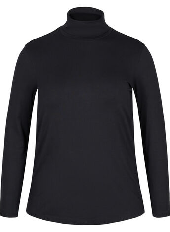 Close-fitting viscose blouse with a high neck