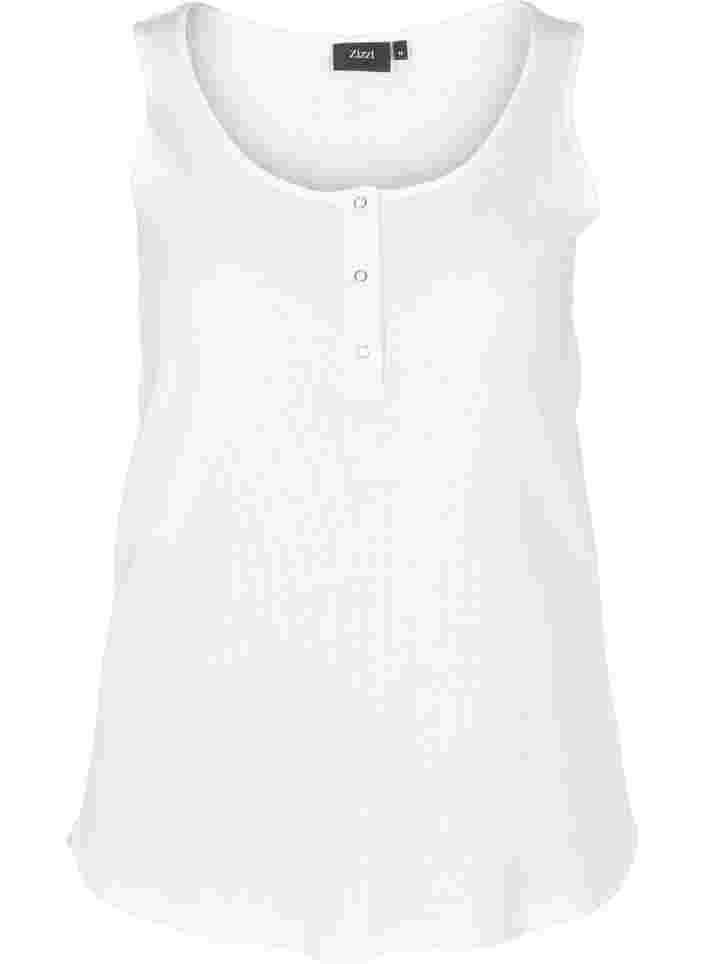 Top with a round neck in ribbed fabric, Bright White, Packshot image number 0