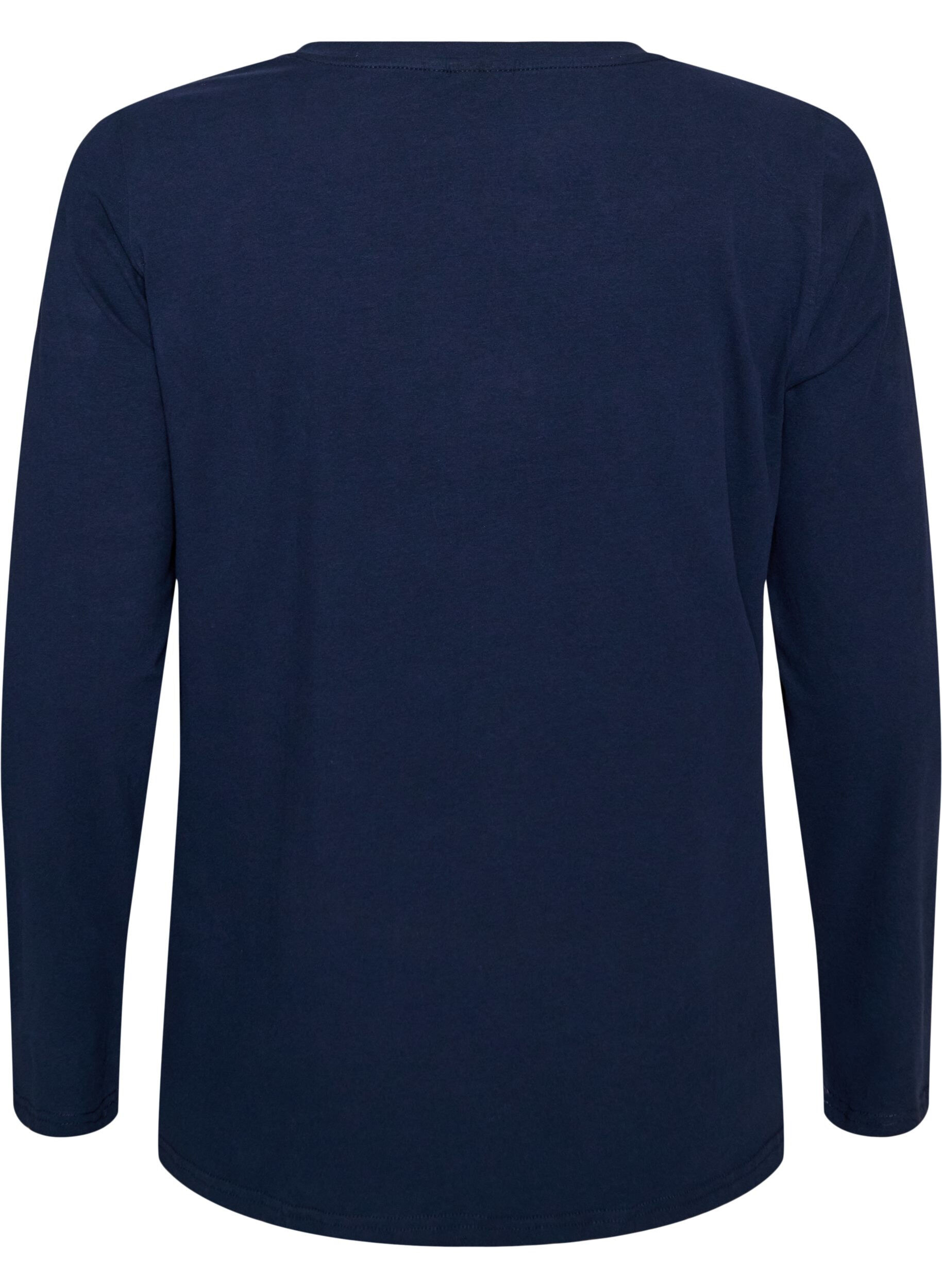 ZizzifashionBasic jersey blouse with long sleeves, Blue, Packshot image number 1
