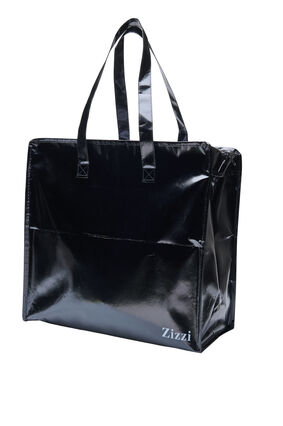 Shopping bag with zip, Black, Packshot image number 0