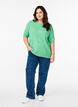 Knitted blouse with short sleeves, Green, Model image number 1