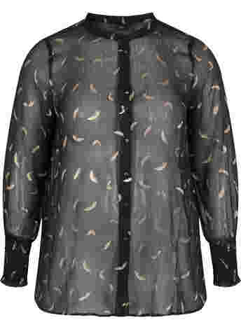 Transparent shirt with lurex pattern
