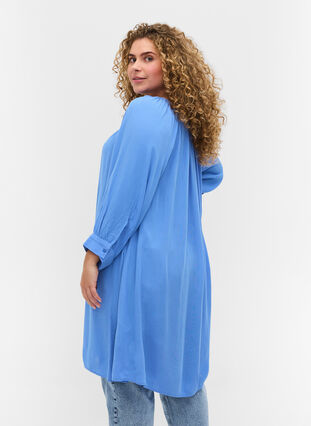Viscose tunic with 3/4 sleeves, Ultramarine, Model image number 1