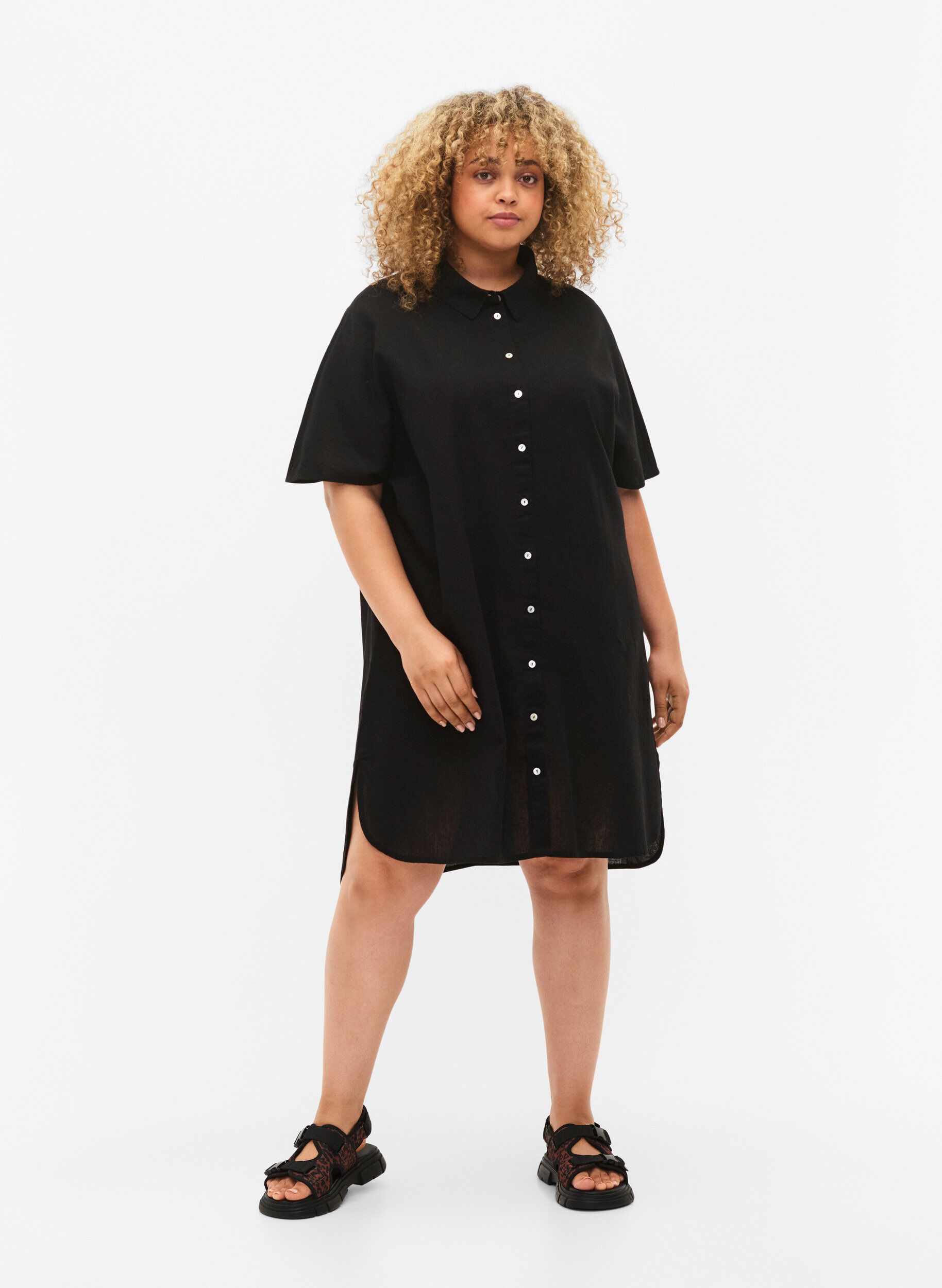 Zizzifashion Long shirt with short sleeves, Black, Model image number 2
