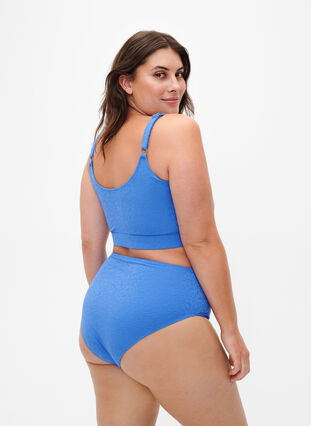 High-waist leo-structured bikini briefs, Palace Blue, Model image number 1