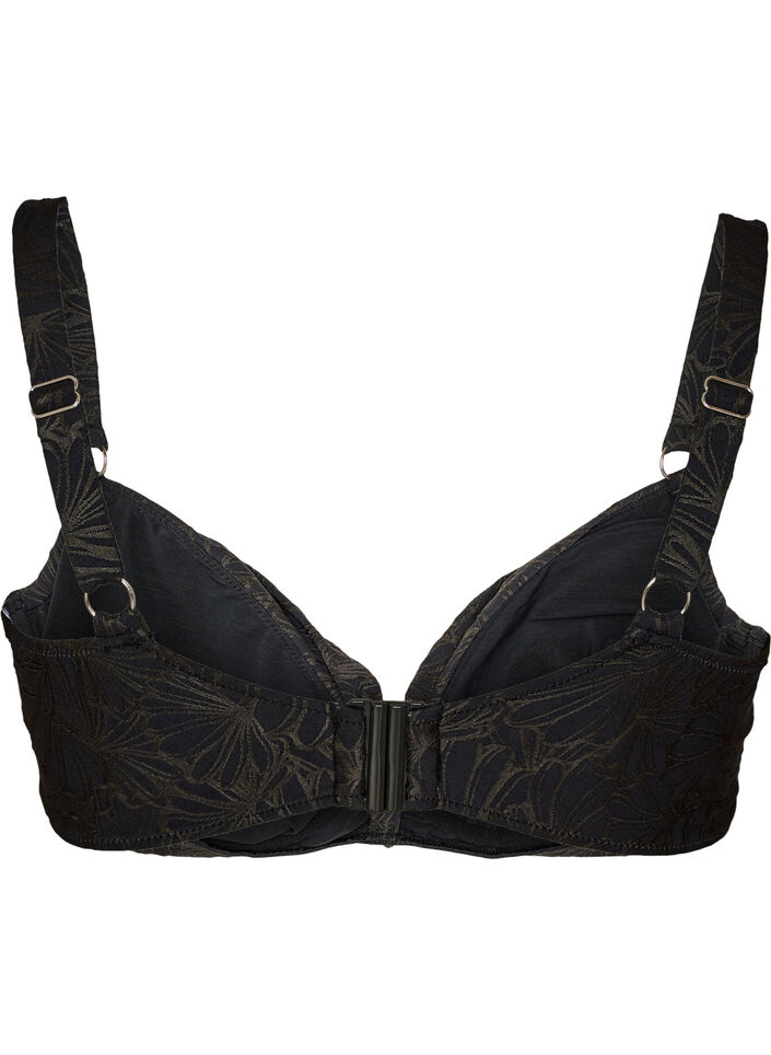 Underwired bikini top with a textured pattern, Dark Grey, Packshot image number 1