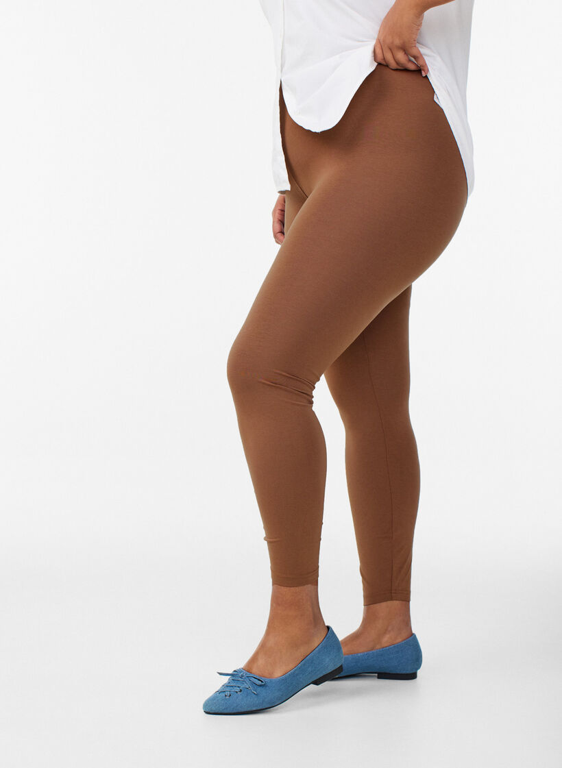 Basic leggings with extra length, Brown, Model image number 0