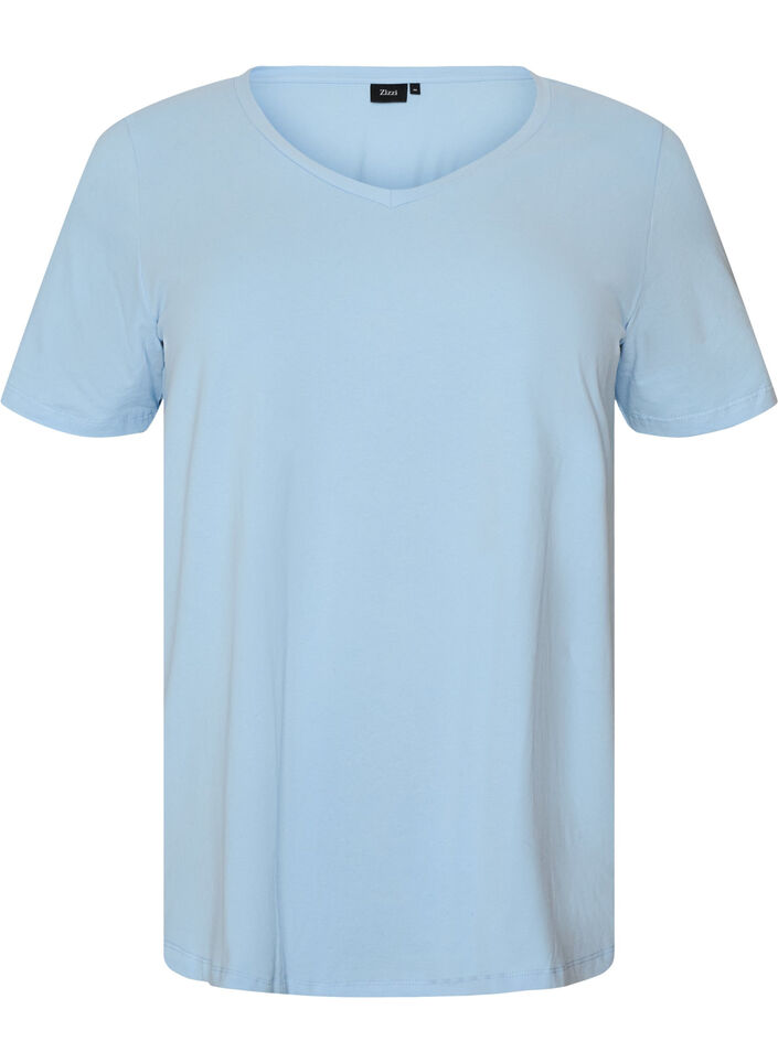 Basic plain cotton t-shirt, Light Blue, Packshot image number 0