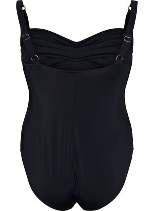 Padded swimsuit with draping, Black, Packshot image number 1