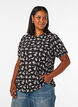 Blouse with short sleeves and floral print, Black, Model image number 0