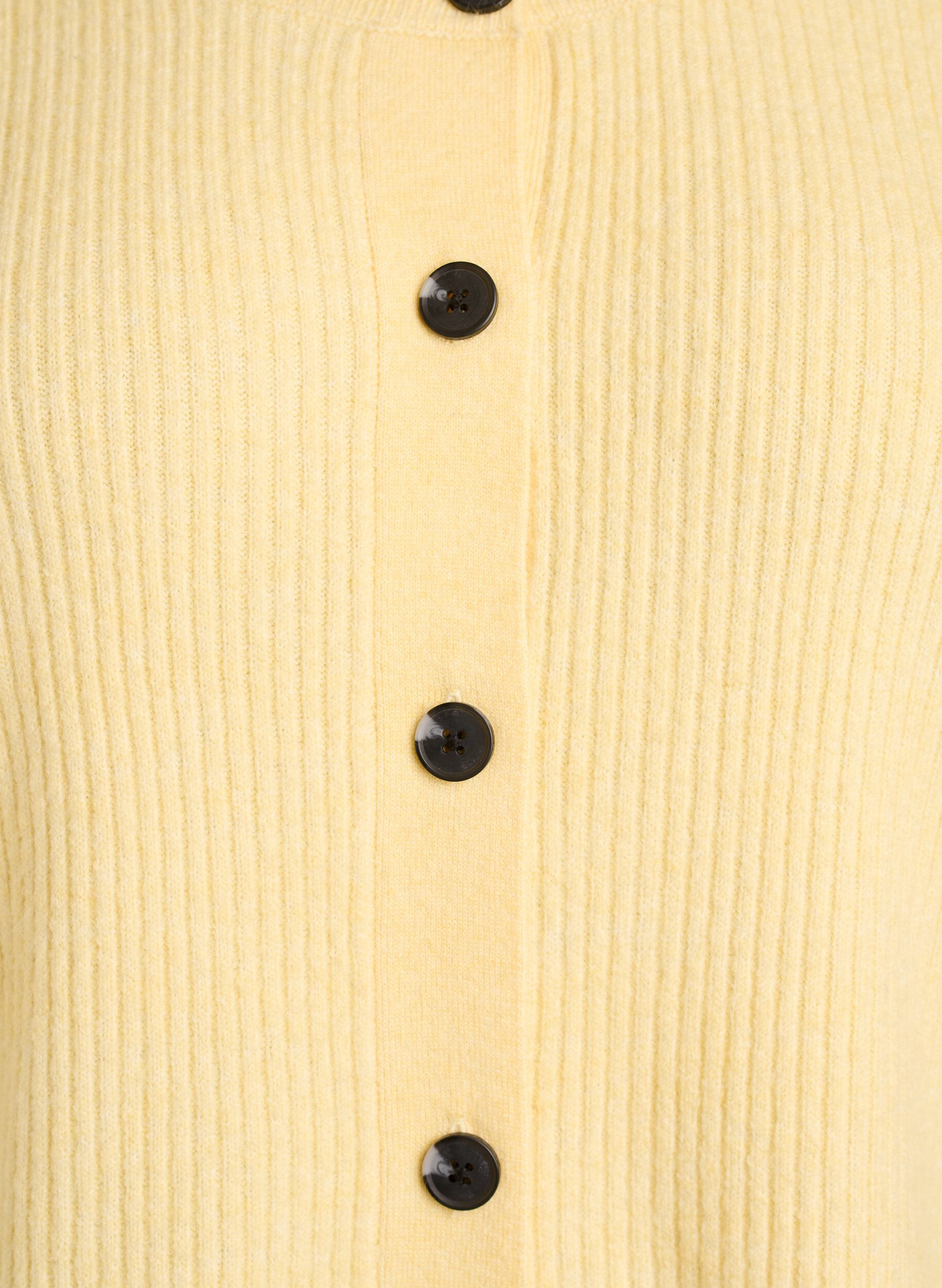 ZizzifashionRibbed cardigan with buttons, Yellow, Packshot image number 2