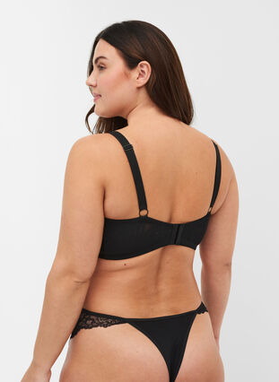 Lace bra without padding, Black, Model image number 1