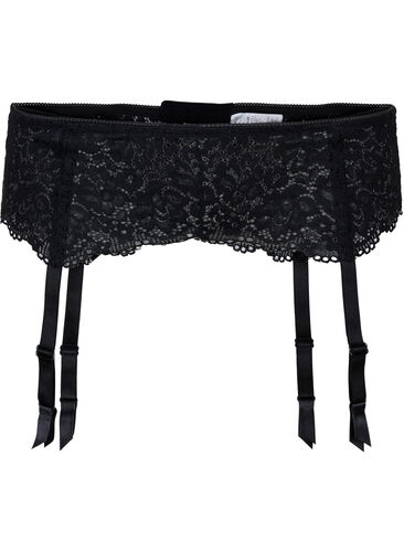 Lace garter holder, Black, Packshot image number 0