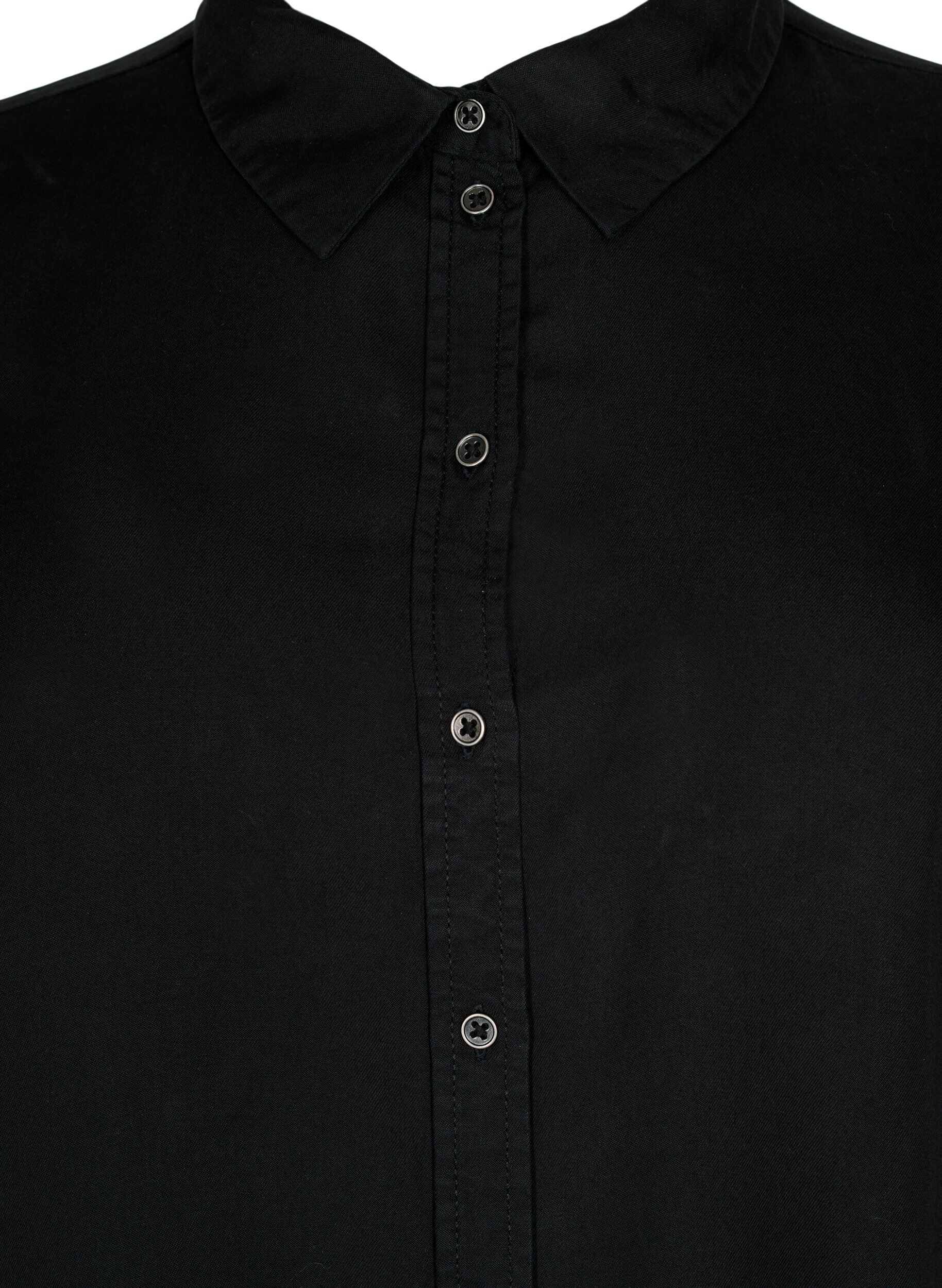 Zizzifashion 	 Long shirt with 3/4 sleeves in lyocell (TENCEL&trade;), Black, Packshot image number 2