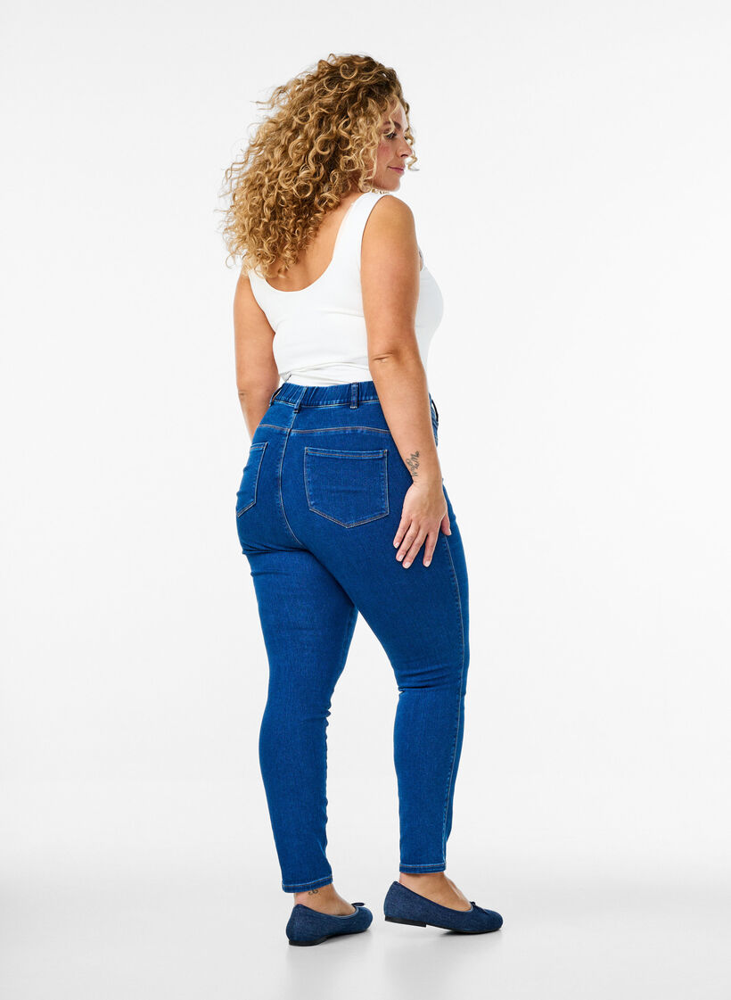 High-waisted jeggings, Blue, Model image number 1