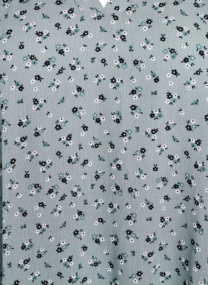 Tunic with floral print and 3/4 sleeves, Green, Packshot image number 2