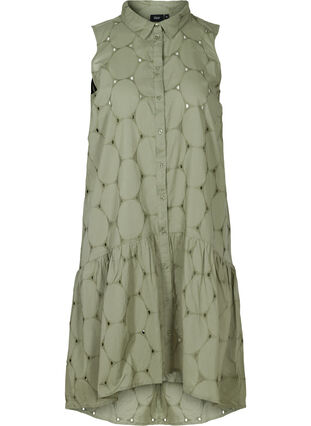 Shirt dress with broderie anglaise, Agave Green, Packshot image number 0