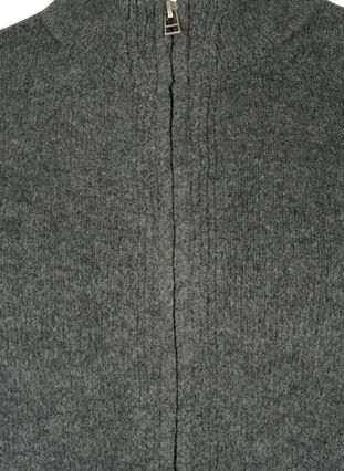 Knitted cardigan with zipper and pockets, Dark Grey Melange, Packshot image number 2