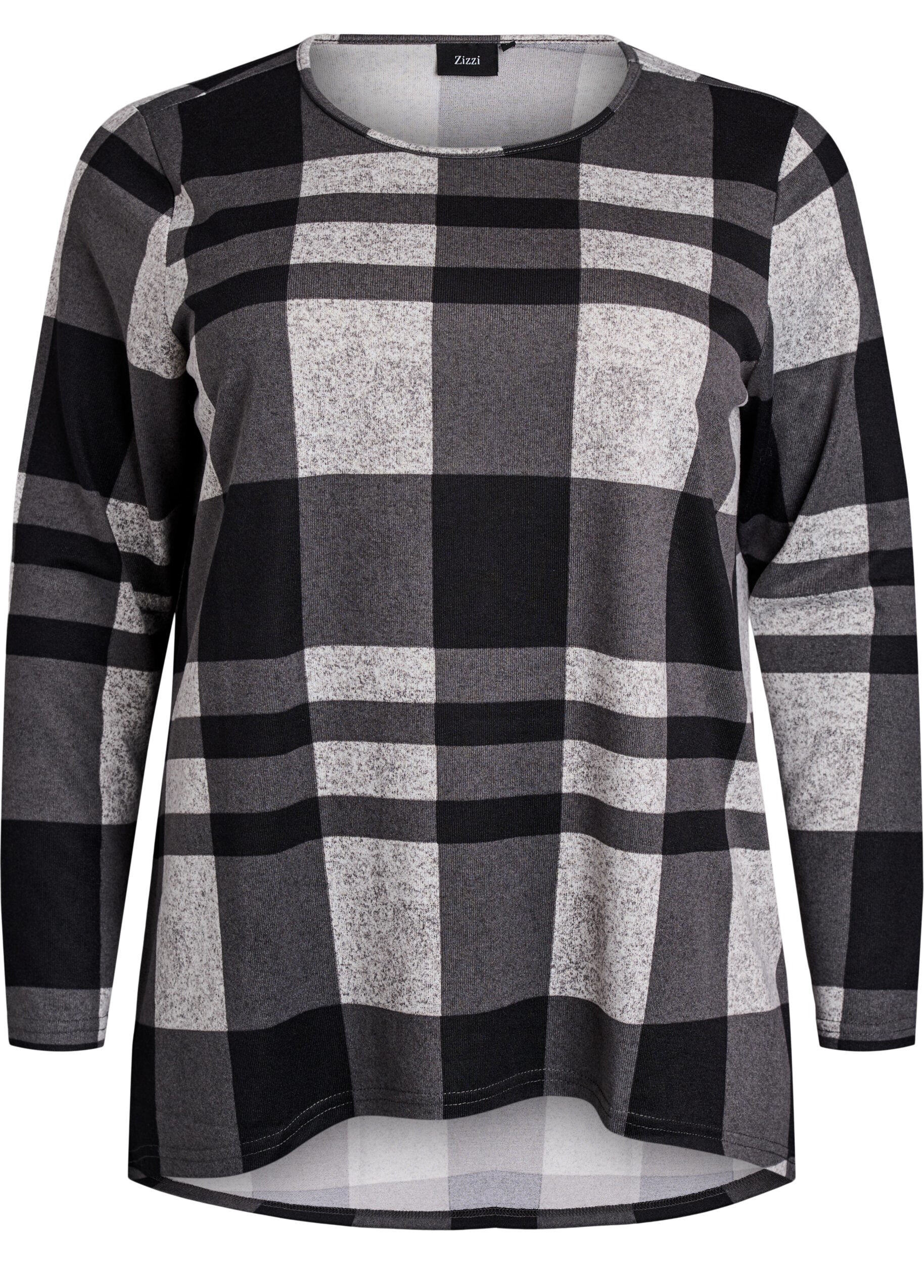 Zizzifashion Patterned blouse with long sleeves, Grey, Packshot image number 0