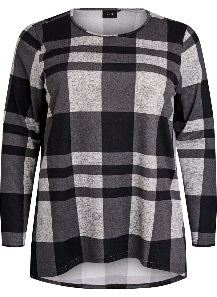 Patterned blouse with long sleeves, Grey, Packshot image number 0