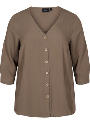 Viscose blouse with buttons and v-neck, Falcon, Packshot image number 0