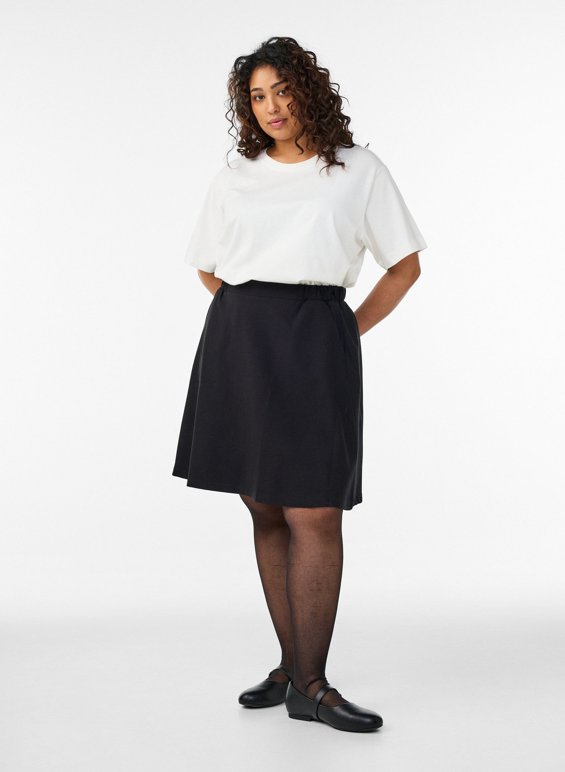 ZizzifashionSkater skirt in viscose, Black, Model image number 1