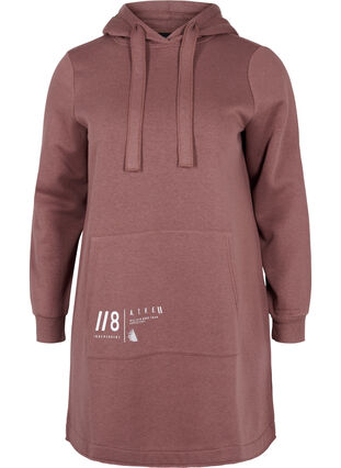 Sweater dress with a hood and pocket, Marron, Packshot image number 0