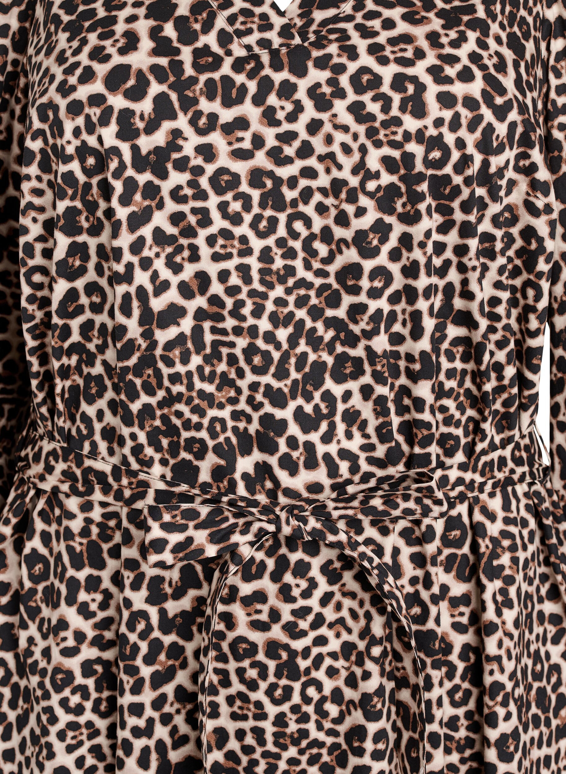 Zizzifashion Dress in organic cotton with tie belt, Brown, Packshot image number 2