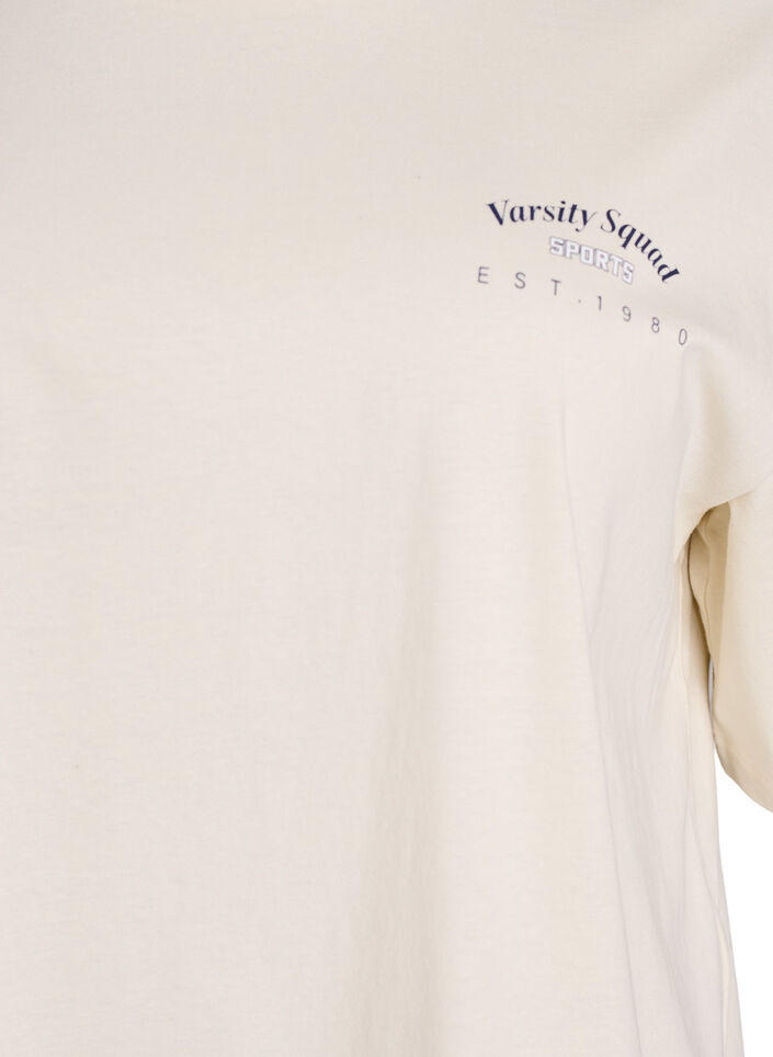 Oversized T-shirt with back print, Beige, Packshot image number 2