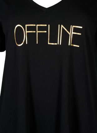 Organic cotton nightdress with V-neck (GOTS), Black Offline, Packshot image number 2