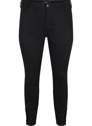 Cropped Amy jeans with buttons, Black, Packshot image number 0