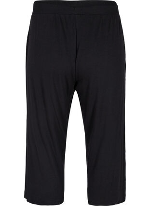 Loose culotte trousers in rib fabric, Black, Packshot image number 1