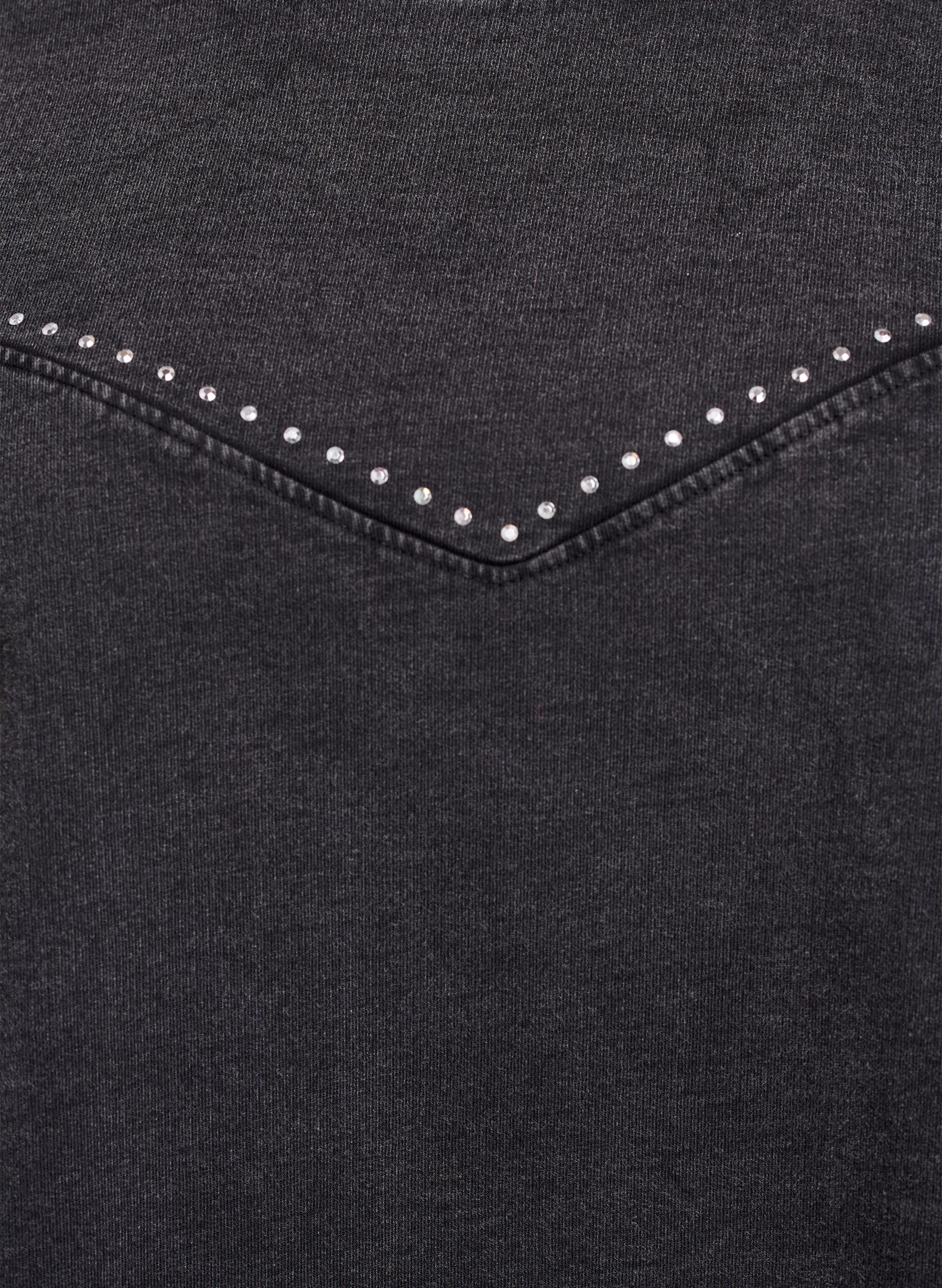 Zizzifashion Sweatshirt with rhinestones and washed effect, Dark Grey, Packshot image number 2